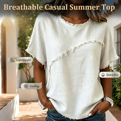 👚 50% RABATT NU! 🌾 Sommartopp med Råkantspaneler – Avslappnad & Hudvänlig 🌸