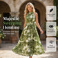 Dam halterneck maxiklänning med akvarelltryck – smockad midja & flödande siluett 👗🌺