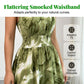 Dam halterneck maxiklänning med akvarelltryck – smockad midja & flödande siluett 👗🌺