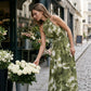 Dam halterneck maxiklänning med akvarelltryck – smockad midja & flödande siluett 👗🌺