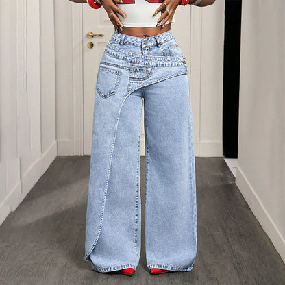 ⌛Tidsbegränsat erbjudande – Asymmetriska jeans med vid benöppning för damer