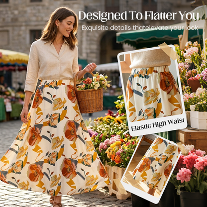 👗 50% RABATT NU! 🌸 Dam Boho Blommig Maxikjol – Mjuk & Flödande – Perfekt för Sommar, Strand & Romantiska Kvällar ☀️