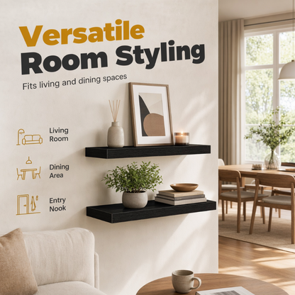 Minimalistiska svävande vägghyllor i trä – robusta, utrymmessparande & flexibla 🪵✨