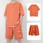 🎉 BEGRÄNSAD TID 50% RABATT! 👕 Herr Vaffelstickat T-shirt & Shorts Set – Kylande Känsla Tyg & Avslappnad Passform 💙