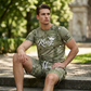 Herr Casual Fejk Denim Print T-shirt & Shorts Set