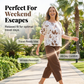 👗 50 % RABATT 🌸 Avslappnat set med mönster – Matchande topp och byxor, lätt passform – Perfekt för sommaren, resor eller en bohemchic look – bekvämt och trendigt ✨🌿