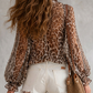 🎉 50% RABATT! 🌸 Leopard V-ringad Knuttopp – Vild Feminin Stil