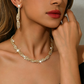 💎Set med halsband och örhängen med glittrande strass och klorformad kedja för kvinnor