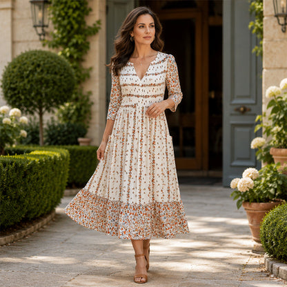 👗 50% RABATT NU! Women's Casual V‑Ring Printed Dress – mjukt tyg, lös passform & livfulla mönster – perfekt för vardag, semester och sommarens alla tillfällen 🌸✨