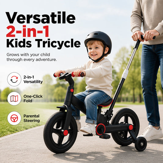📢  60% RABATT NU!⏰ 4-i-1 Omvandlingsbar Barncykel – Balanscykel, Barnvagn & Trehjuling – Växer med Ditt Barn från 10 Månader till 4 År 🚲✨