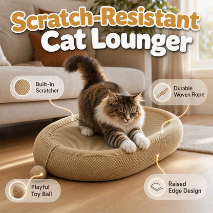 🐱 60 % RABATT NU! 🛏️ Slitstark sisalkattskrapa – krafsa, sova & leka – rymlig oval form + kattleksak – rädda din soffa! 🧶