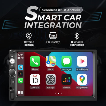 🚗 BEGRÄNSAD TID 50% RABATT! ✨ 7-tums Dubbel-DIN Bilstereo – Trådbunden CarPlay & Android Auto, Backkamera-ingång 📱