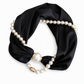 🦢 50 % RABATT NU! 🎀 Pärlhalsband med scarf-design och justerbar rosett – örhängefritt & tidlös elegans för vardag och fest ✨