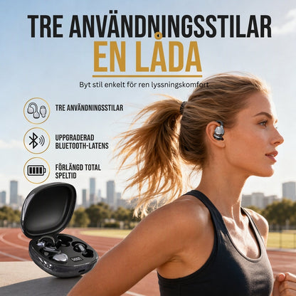 🎧 B115 3-i-1 Bluetooth-örlurar – Sport, In-Ear & Sovhörlurar med Brusreducering & Lång Batteritid (6 Öronklämmor) ✨