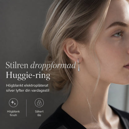 💧 50% RABATT ✨ Eleganta droppformade huggieörhängen, minimalistiskt smycke för kvinnor
