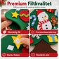 DIY filtiskt julgranskset för barn – fäst på väggen, julpyssel för småbarn med avtagbara prydnader och ljusslinga för helgdekoration i hemmet
